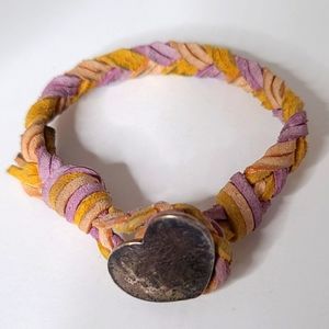 James Avery Sterling Heart Woven Leather Bracelet